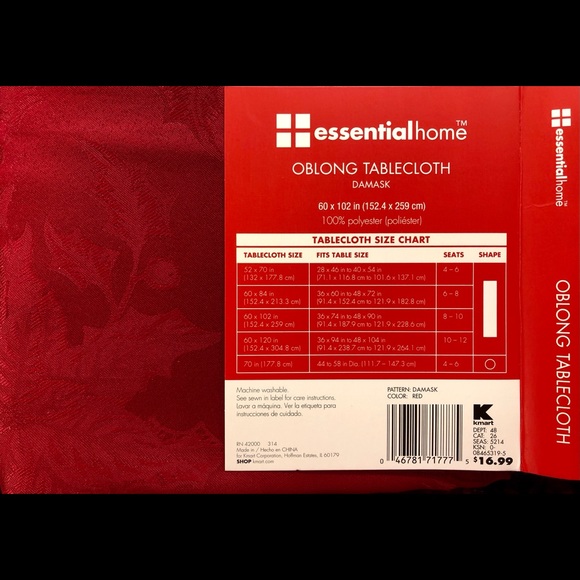 🎄NEW🎄Essential Home Damask Burgundy Tablecloth - Picture 2 of 5